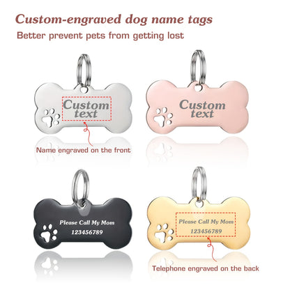 1pc Custom Dog Name Pendant | Bone-Shaped Engravable Pet ID Tag | Daily Wear/ Travel/ Pet Gift | Mother'S Day Gift | Teacher'S Day Gift