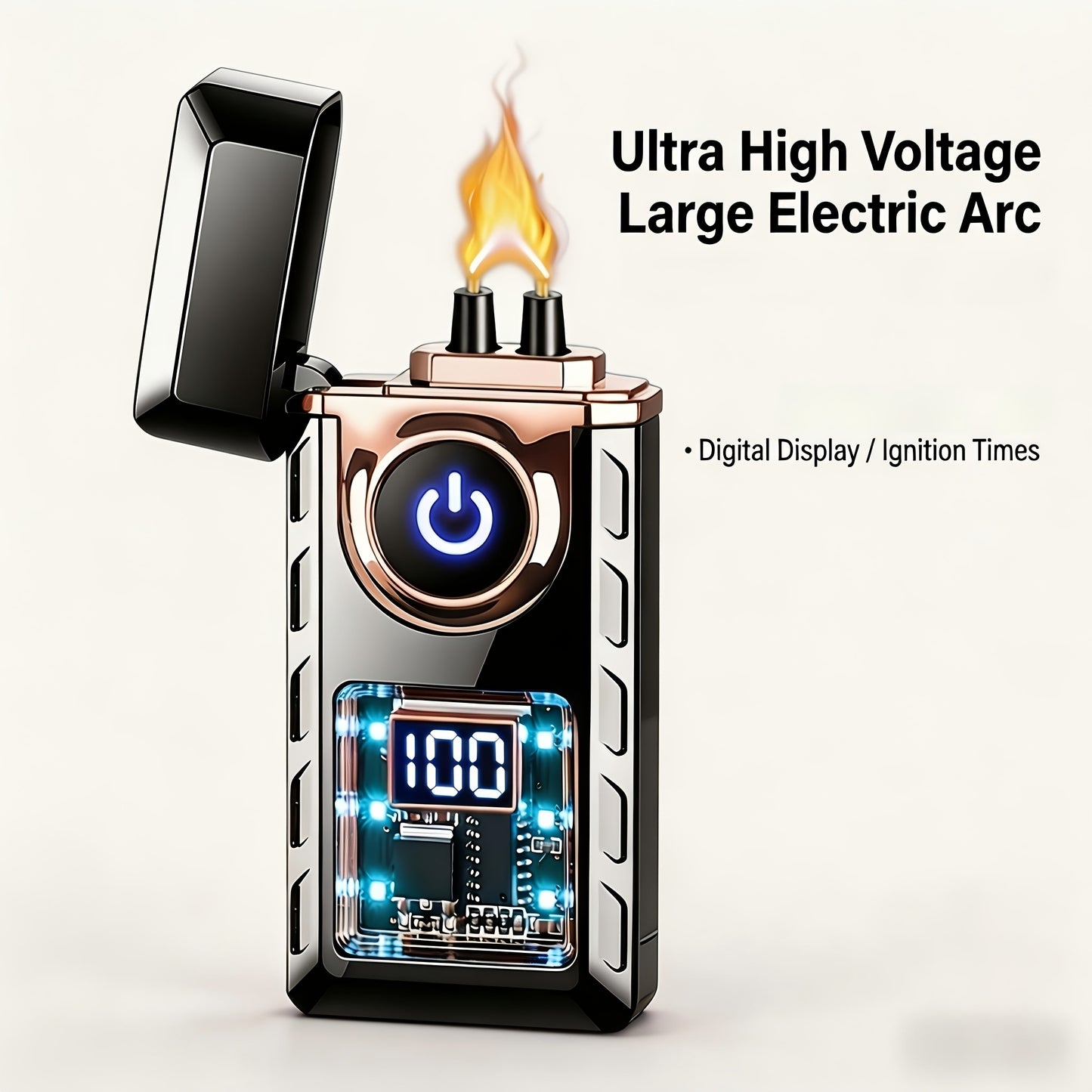 Plasma Lighter USB Rechargeable With Dual Arc Ignition, High Power Arc Lighter With Display | USB Rechargeable, Electric Windproof Plasma Lighter, Cool Gadgets Gift For Men