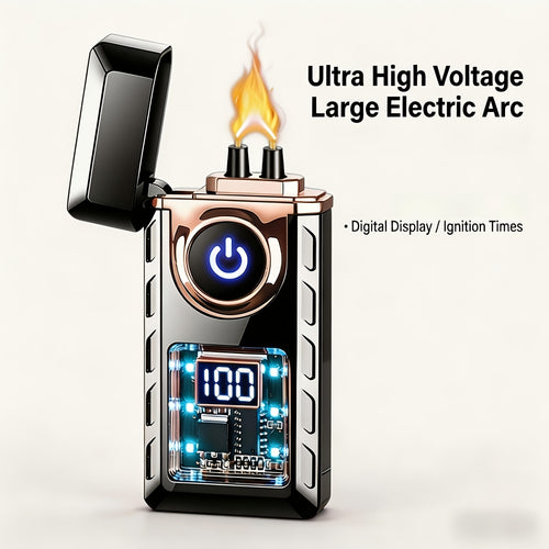 Plasma Lighter USB Rechargeable With Dual Arc Ignition, High Power Arc Lighter With Display | USB Rechargeable, Electric Windproof Plasma Lighter, Cool Gadgets Gift For Men