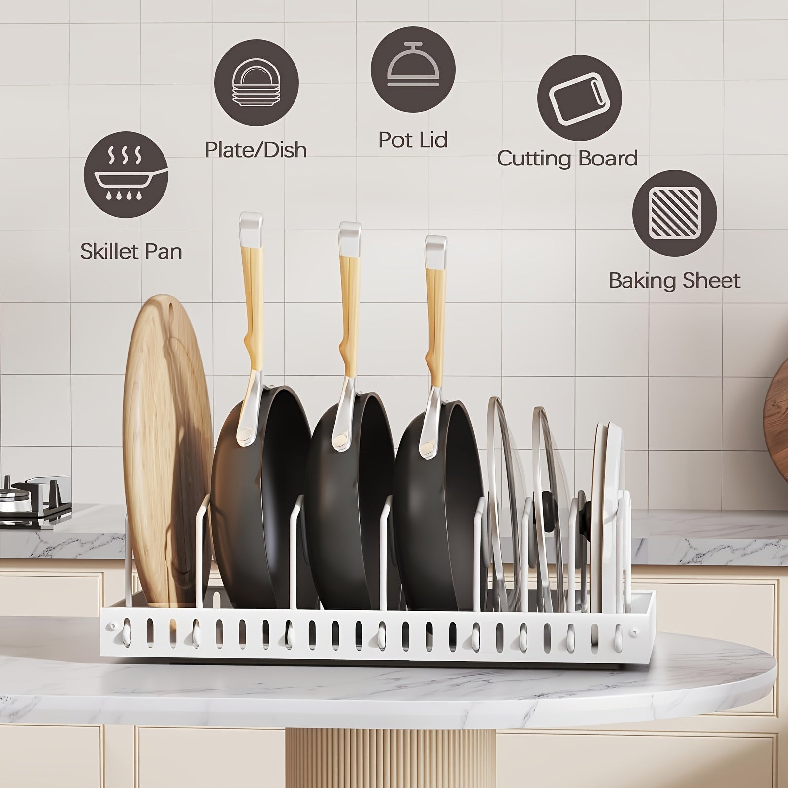 1/2pc Heavy-Duty Metal Pull-Out Cabinet Organizer with 8 Adjustable Shelves - Space-Saving Shelving Unit, Under-Sink/Under-Cabinet Storage System Suitable for Pots, Pans, Lids, Cookware & Baking Accessories - Adjustable Dividers
