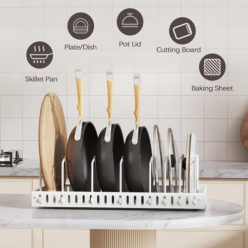 1/2pc Heavy-Duty Metal Pull-Out Cabinet Organizer with 8 Adjustable Shelves - Space-Saving Shelving Unit, Under-Sink/Under-Cabinet Storage System Suitable for Pots, Pans, Lids, Cookware & Baking Accessories - Adjustable Dividers