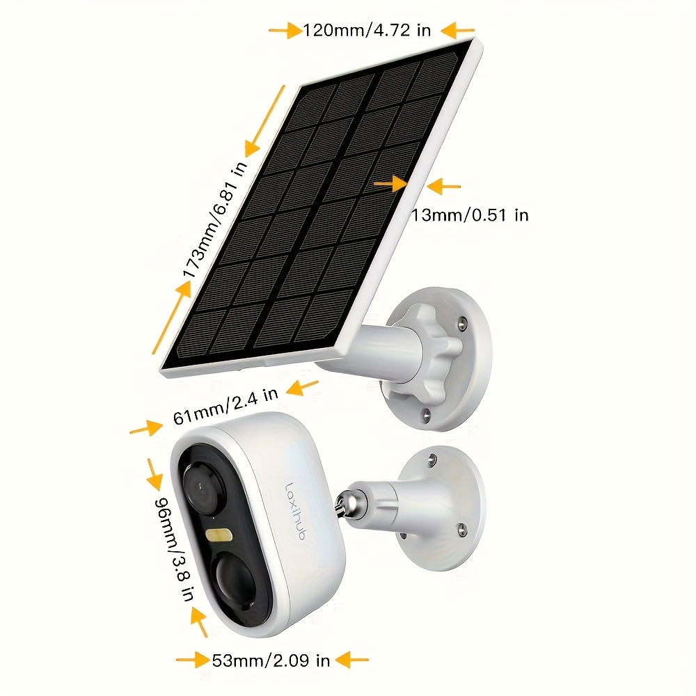 Laxihub 2pcs Solar Battery Security Camera Wireless Outdoor, 3MP Night Vision with Spotlight, Wire-Free Battery Solar Powered, Human Detection, with Solar Panel, PIR Human Detection, 2-Way Talk,, SD Card/Cloud Storage, Security Cameras Wireless