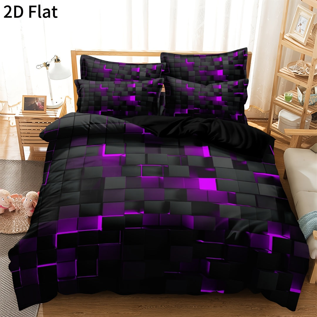 Geometric Plaid Duvet Cover Set – 3pcs, for Home & Guest Rooms – additional product view 23
