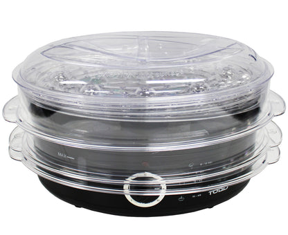 9L Steam Cooker Steamer 3 Tray 800W Power Dial Timer Healthy Stackable