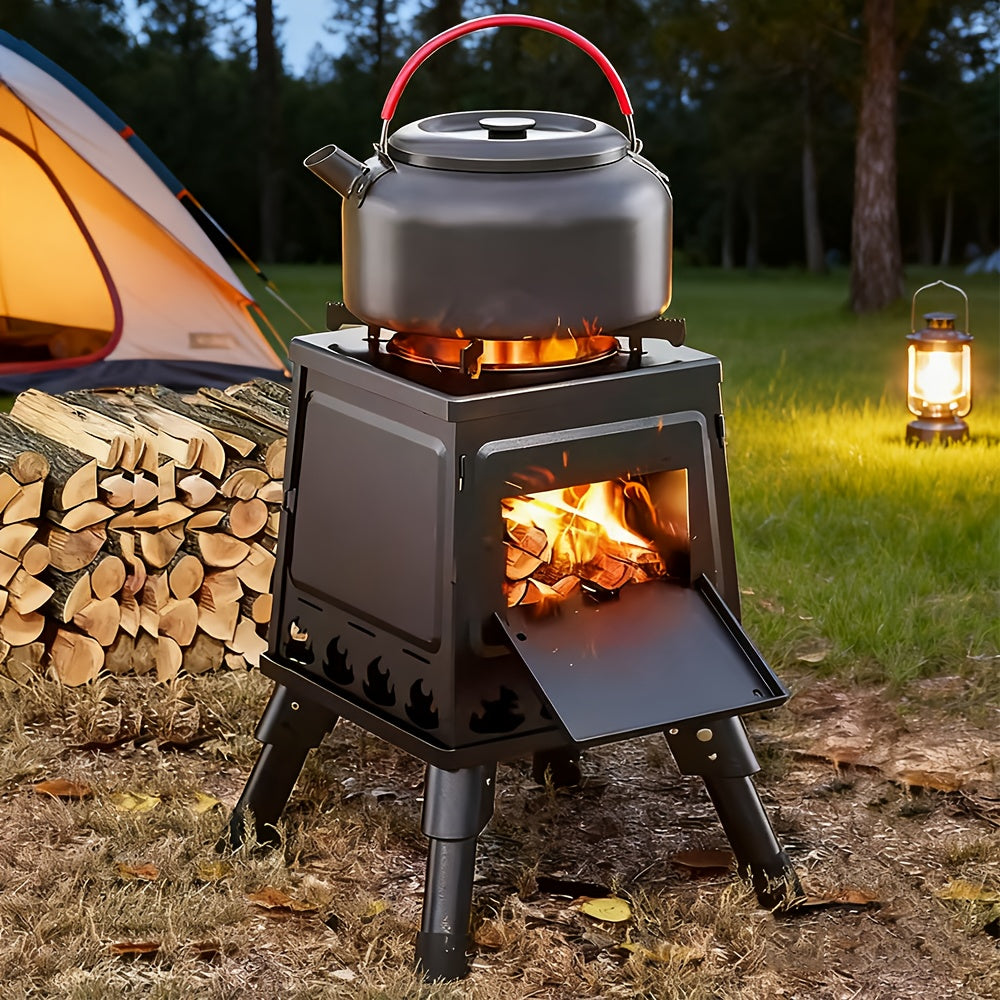 Portable Folding Firewood Stove for Outdoor Camping, Barbecue Campfire Wood Stove, Self-Driving Picnic Grill Tools, Portable Rocket Stove, Multifunctional Folding Stove for Picnic BBQ Camping