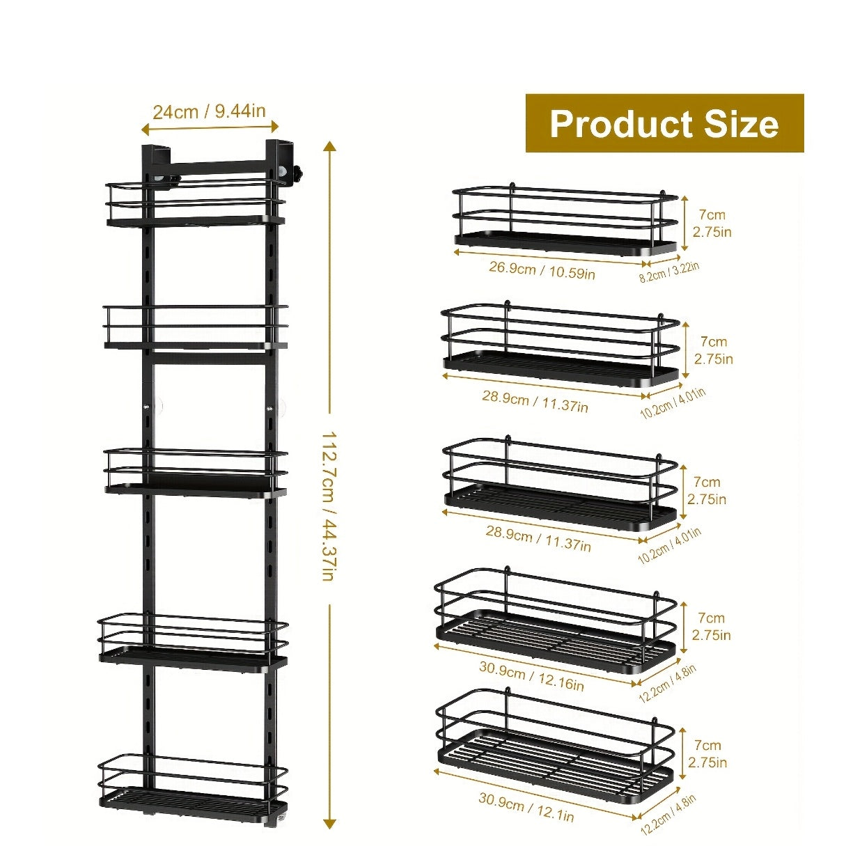 4-Tier Over-The-Door Shower Caddy with Soap Holders, Hanging Shower Caddy with 22 Hooks And 2 Toothbrush Holders, No Drilling Adjustable Hanging Shower Organizer for Bathroom - Space-Saving Bathroom Organizer, Shower Caddies