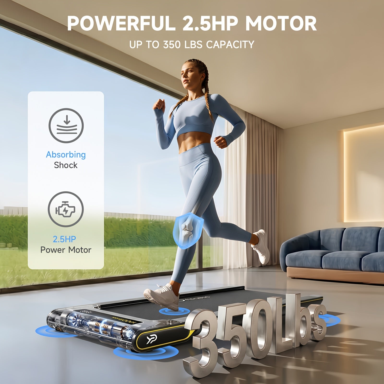Walking Pad With Incline, 2.5HP Under Desk Treadmill With Low Noisey, 158.76 KG Portable Treadmill With APP, Compact Treadmills For Home/Office With Remote Control