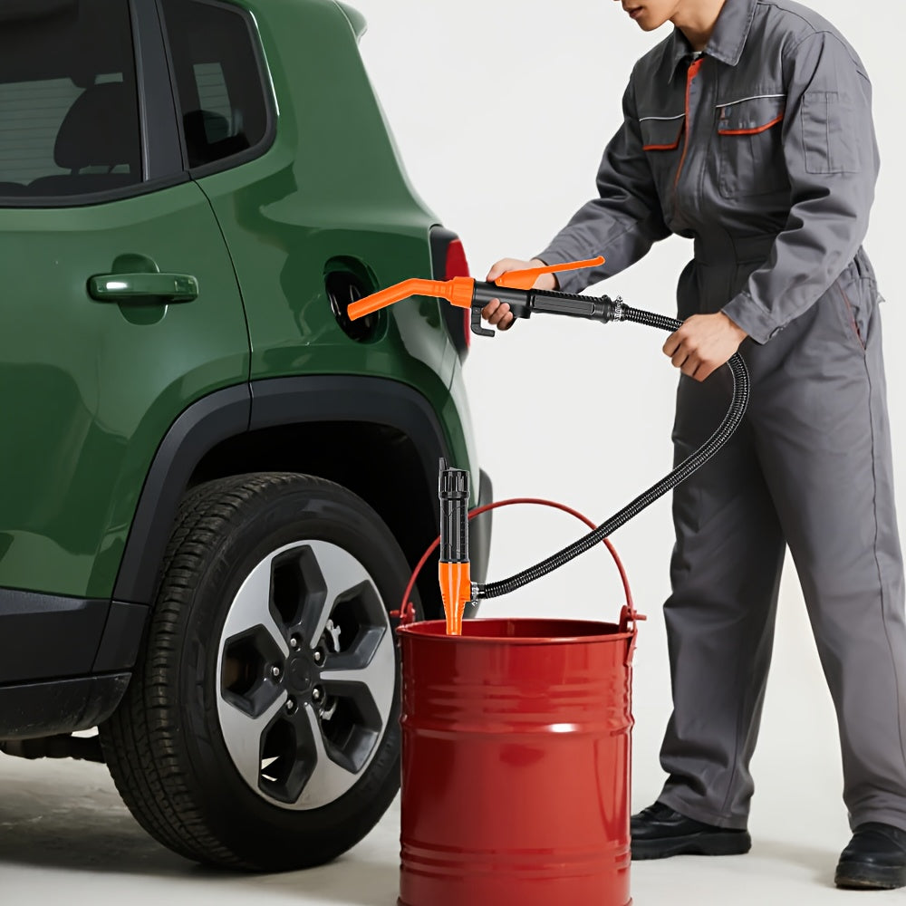 1pc 9.08 L Portable Electric Pump, Battery-Powered Manual Fuel Transfer Pump for Gasoline, Fuel Oil, Diesel, Water, Oil - Multi-Purpose, Electric Oil Pump - High Efficiency, Orange, Manual Flow Control Nozzle(Battery Not Included)