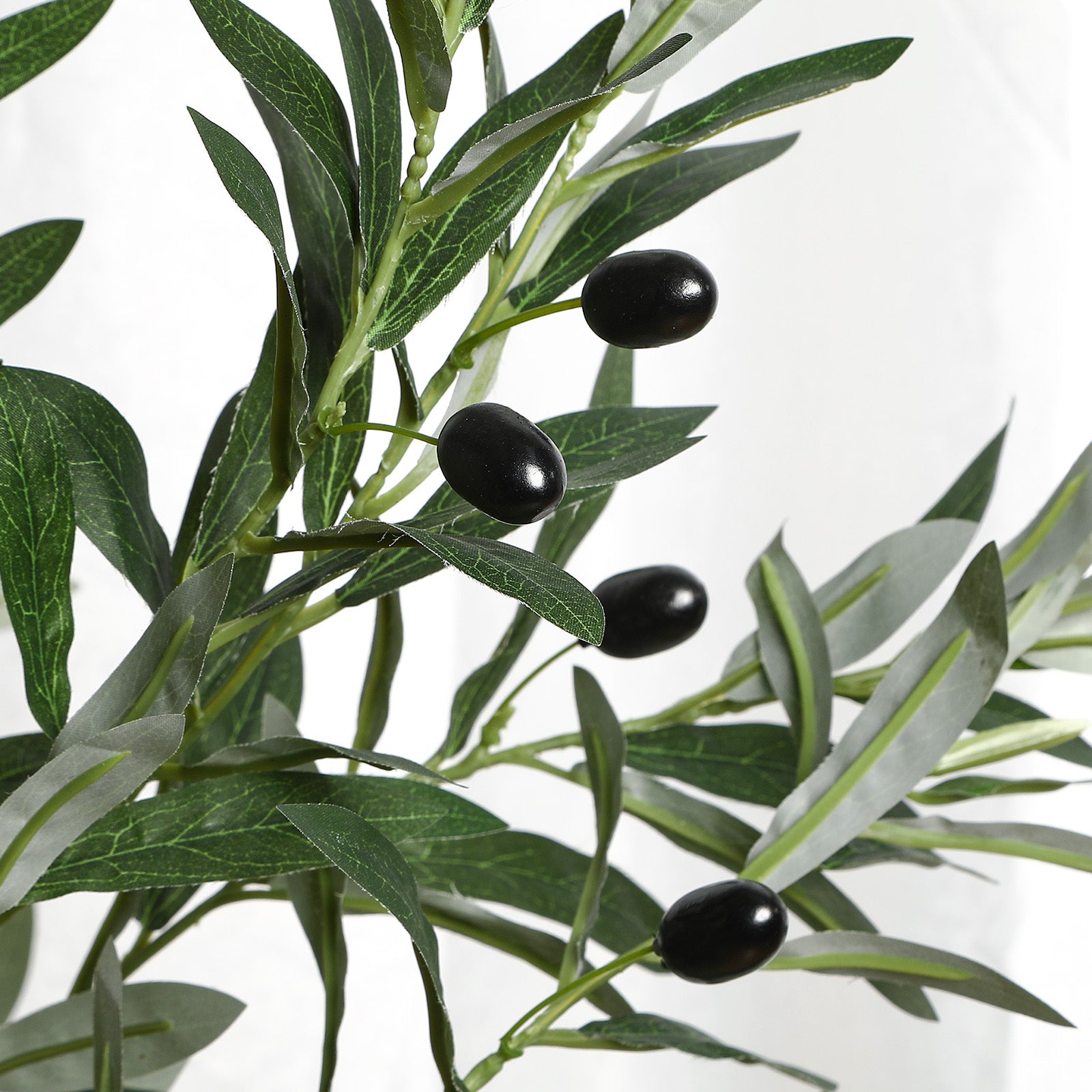 180Cm Artificial Olive Trees, Faux Silk Plant with Lively Artificial Trunk And Lifelike Fruits, Indoor Fake Potted Tree with White Planter for Modern Home Office Living Room Decor, 120/150/180/210/240Cm