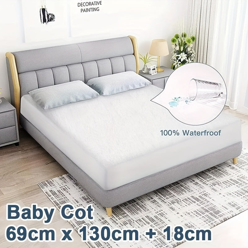 100% Waterproof Cotton Mattress Protector Terry Fitted Fully Cotton Bed Soft Cover Easy Care & Machine Washable, Perfect for Hotel & Home Bedrooms, White