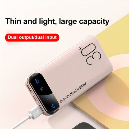 30000mAh Portable Power Bank with LED Screen, 1 USB-C/1 Mirco USB/2 USB Ports, Dual Input, Lightweight And Compact for All Mobile Phones - Travel, Outdoor Emergency Battery Pack, Perfect Gift, Outdoor Charging Station, Fashionable Device Design, Large Cap