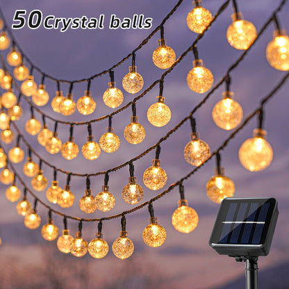 100/50/20 Intelligent Crystal Ball String Lights | Solar Powered, 8 Modes, LED Lights, Suitable for Courtyards, Camping, Weddings, Parties, Dances, Christmas Trees