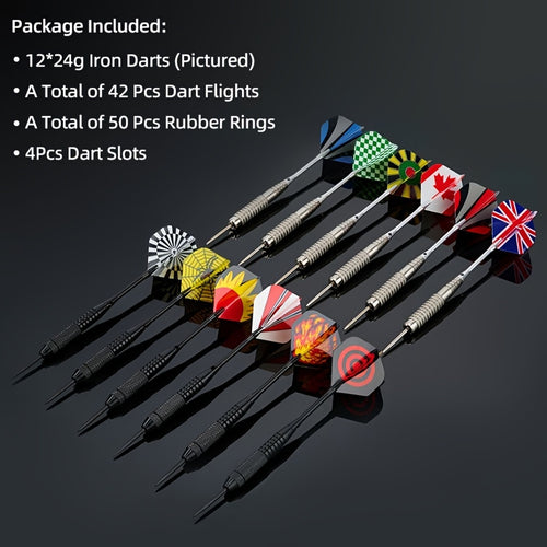 12pcs 24g Darts and 42pcs Dart Flights, Suitable for Indoor and Outdoor Games Sports