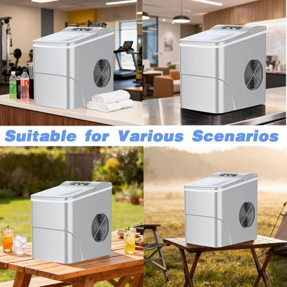 Advwin Countertop Ice Maker Machine, Portable Bullet Ice Maker with Self Cleaning, 7 Ice Cubes in 6-8 Mins, 2 Ice Sizes, Ice Machine for Home Kitchen Office Bar