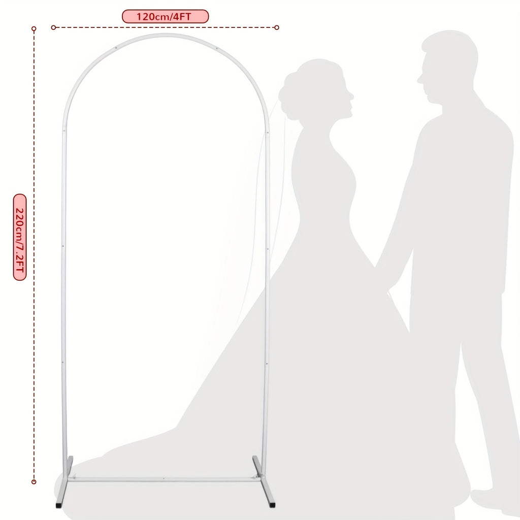1pc Wedding Arch Backdrop Stand 219.46cm, 201.17cm, 182.88cm White Metal Wedding Arch Stand for Wedding Ceremony Shower Birthday Party Garden Floral Balloon Arch Decoration