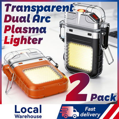 HEYMYTH Dual Arc Electric Plasma Lighter - USB Rechargeable & Flameless Windproof Lighter (1-Pack/2-Pack) - Survival Tactical Gear For Outdoor Camping, EDC - Fashion Design In Gift Box (Orange & Black