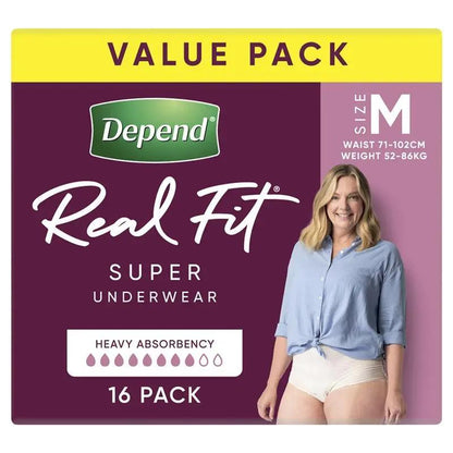 Depend Women Real Fit Underwear Super Large 16 Bulk Pack