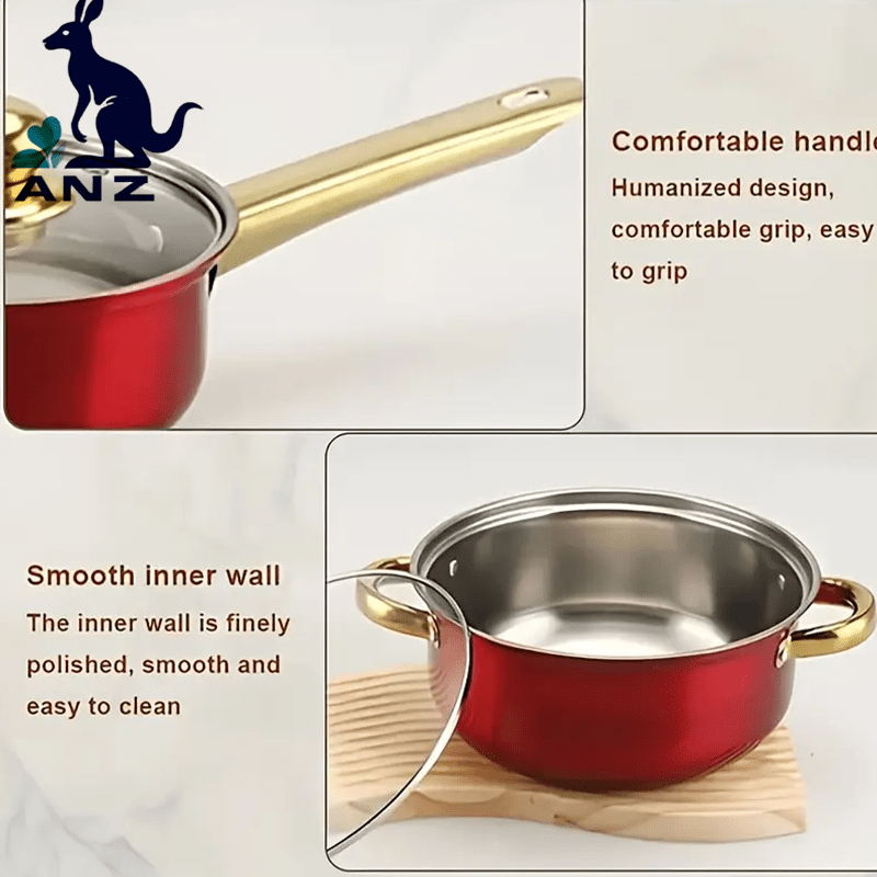 6 Pots And 6 Lids Multifunctional Stainless Steel Kitchen Stew Pot Set in Red And Blue, Suitable for Steaming, Frying, Camping And Traveling, Small Cookware, Cookware Set, Modern Kitchenware, Durable Cookware, Multi-Purpose Cookware, Home Chef, Camping Es