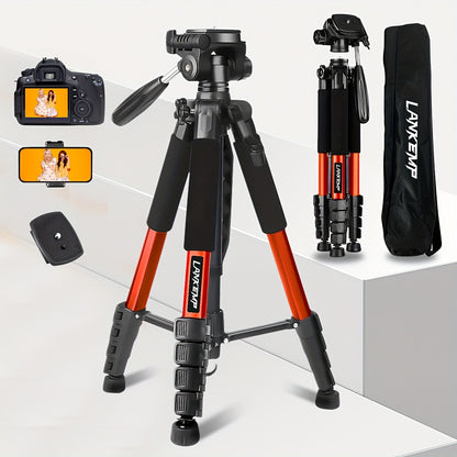 Aluminum Alloy Tripod, 74-inch Professional Heavy-duty Camera Stand, Equipped with A Quick-release Plate, Phone Holder, Suitable for Carrying Bags Of Digital Single-lens Reflection Cameras, Mobile Phones, Projectors, Scopes, And Webcams
