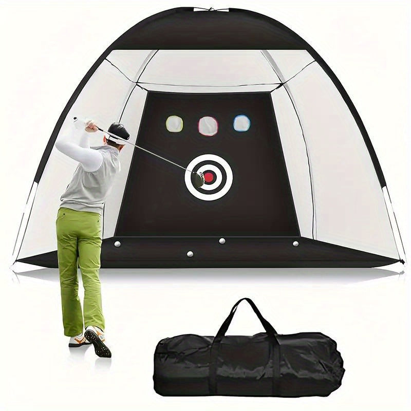 Premium Golf Practice Net with Targets & Mats - Indoor/ Outdoor Swing Training for Men, Fathers, Boys & Pros - Durable Polyester, Black/ White