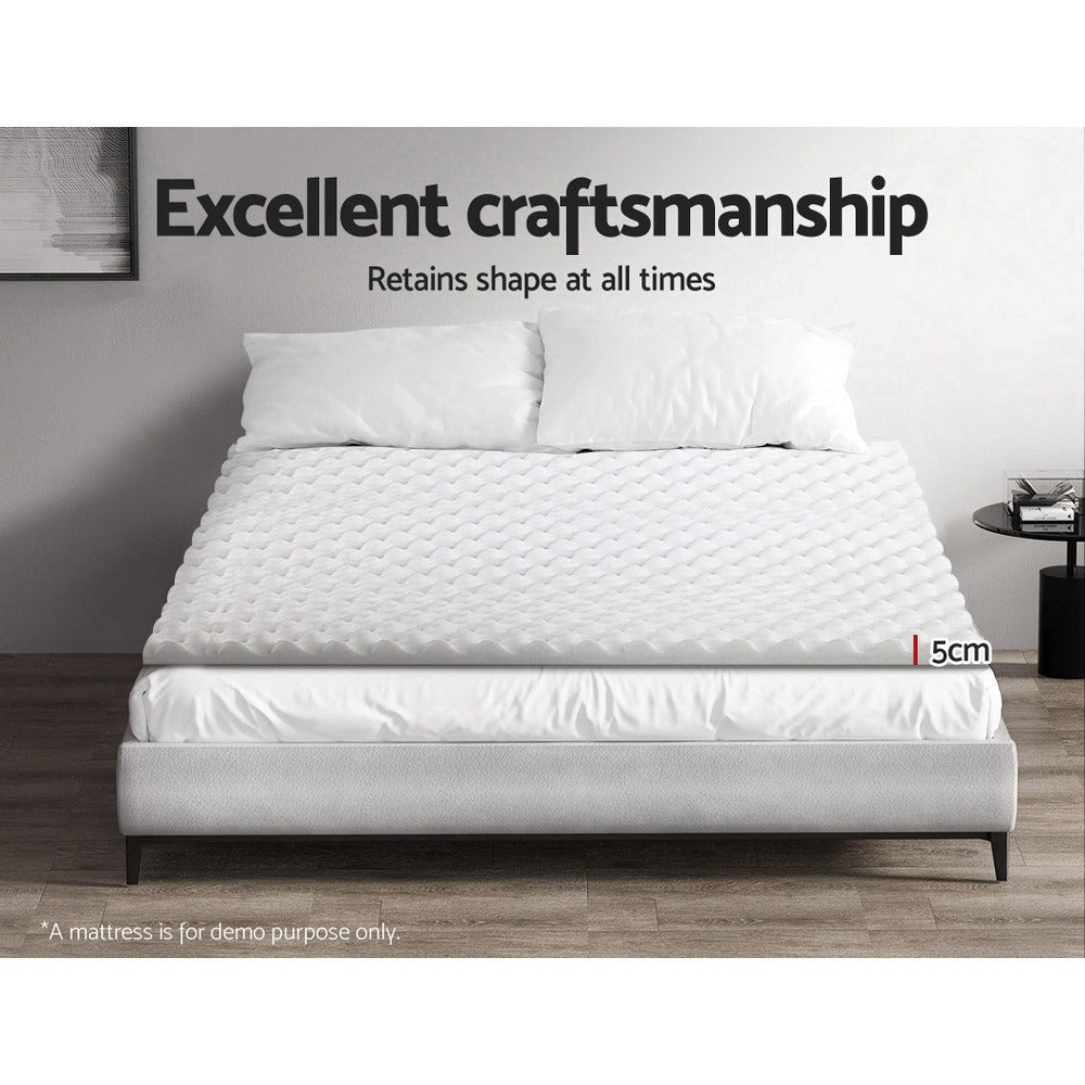 Egg-Crate Foam Mattress Topper – 5cm Cooling Fitted Bed Layer – close-up product details