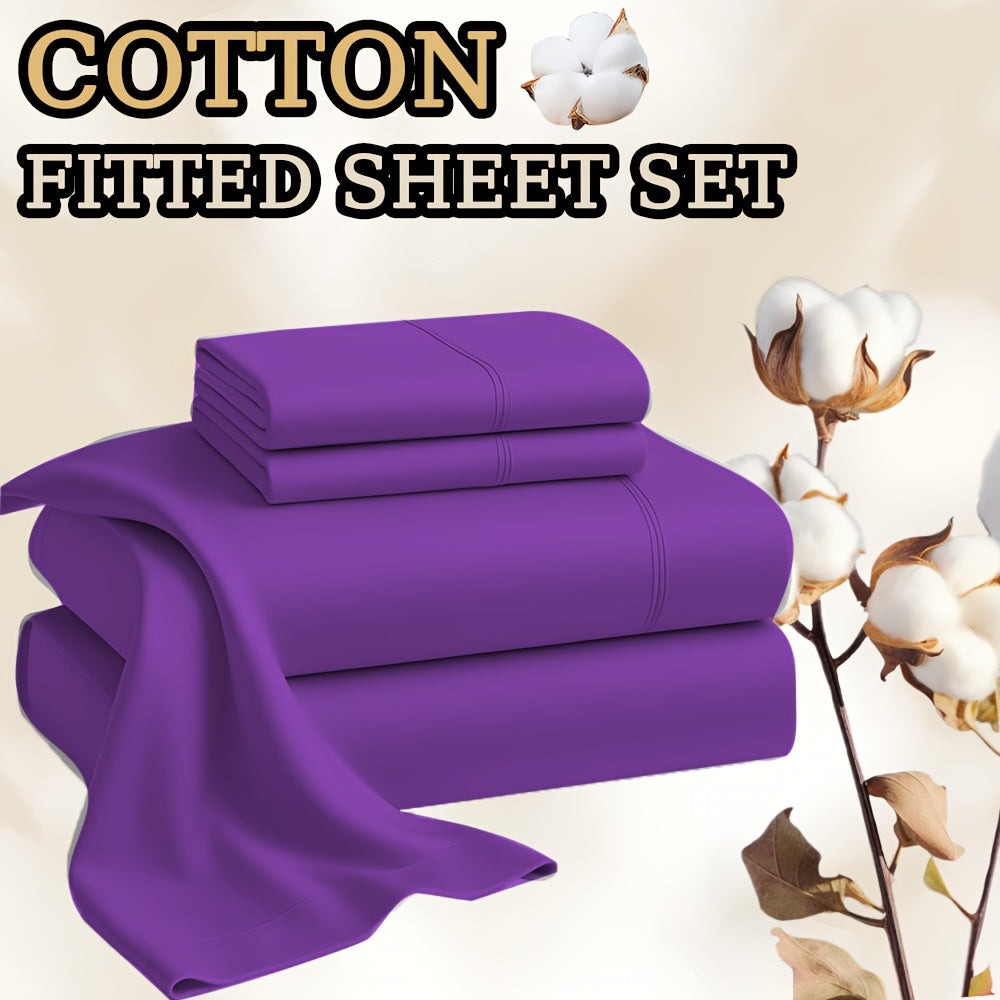 Egyptian Cotton Bed Sheet Set – 4-Piece 45.72cm Deep-Pocket Bedding – alternate product view