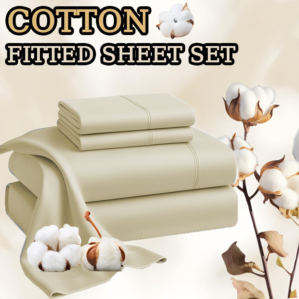 Egyptian Cotton Bed Sheet Set – 4-Piece 45.72cm Deep-Pocket Bedding – main product view