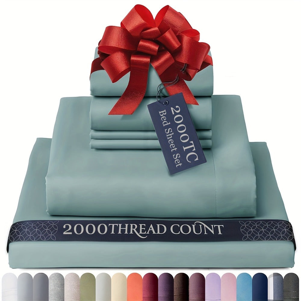 Egyptian Cotton Sheet Set - 2000TC 4-Piece Deep-Pocket Bedding – additional product view 13