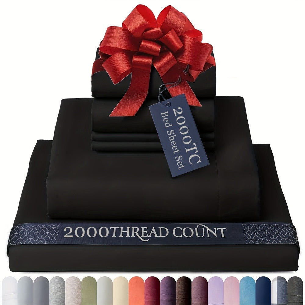 Egyptian Cotton Sheet Set - 2000TC 4-Piece Deep-Pocket Bedding – additional product view 16