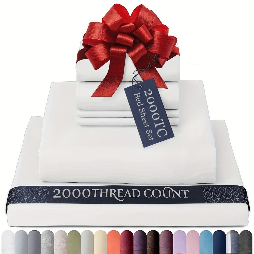Egyptian Cotton Sheet Set - 2000TC 4-Piece Deep-Pocket Bedding – additional product view 9