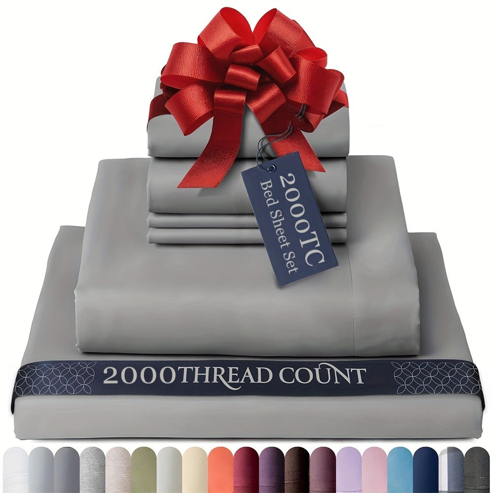 Egyptian Cotton Sheet Set - 2000TC 4-Piece Deep-Pocket Bedding – feature reference