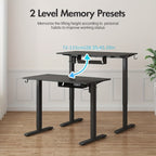 Electric Standing Desk - Adjustable 100 x 55 cm Desktop – alternate design view