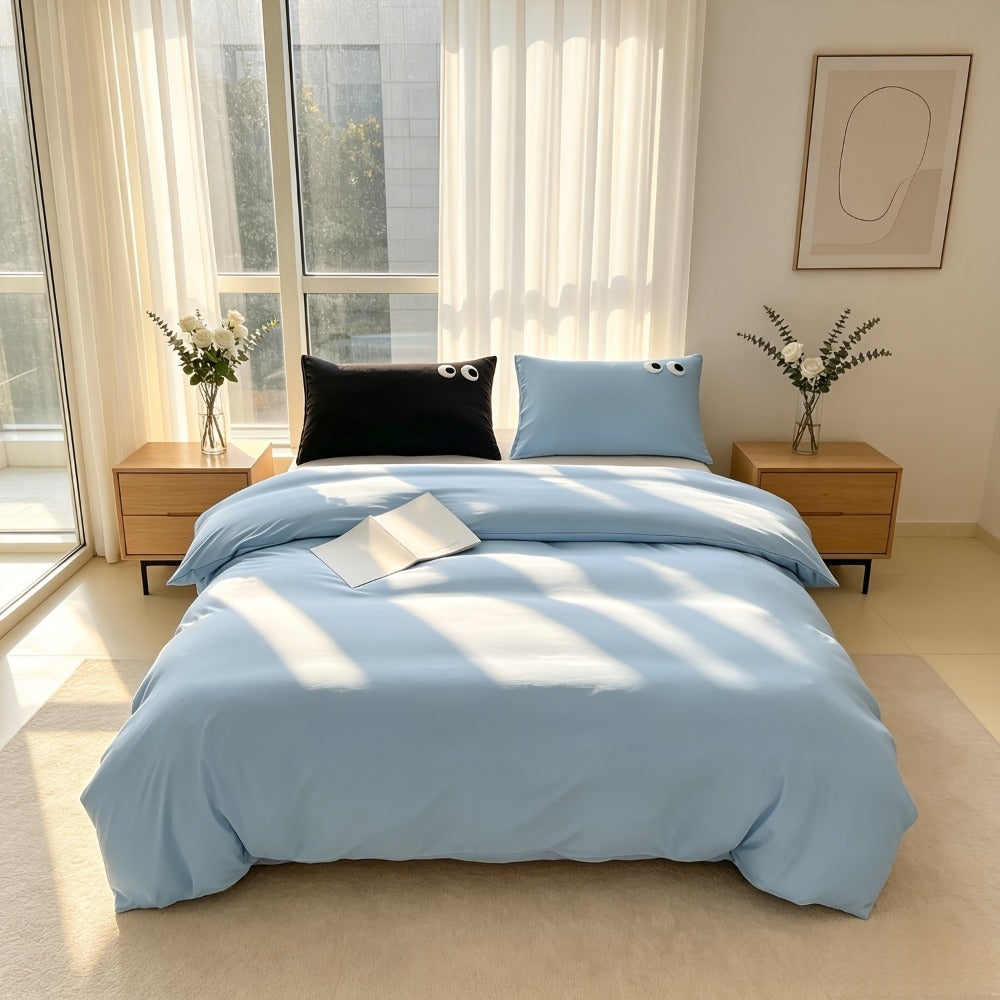 Embroidered Duvet Cover Set – 3-Piece Soft Bedroom Bedding – close-up product details