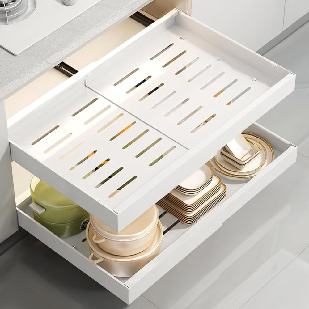 Expandable Pull-Out Cabinet Organiser – Slide-Out Kitchen Storage – close-up product details