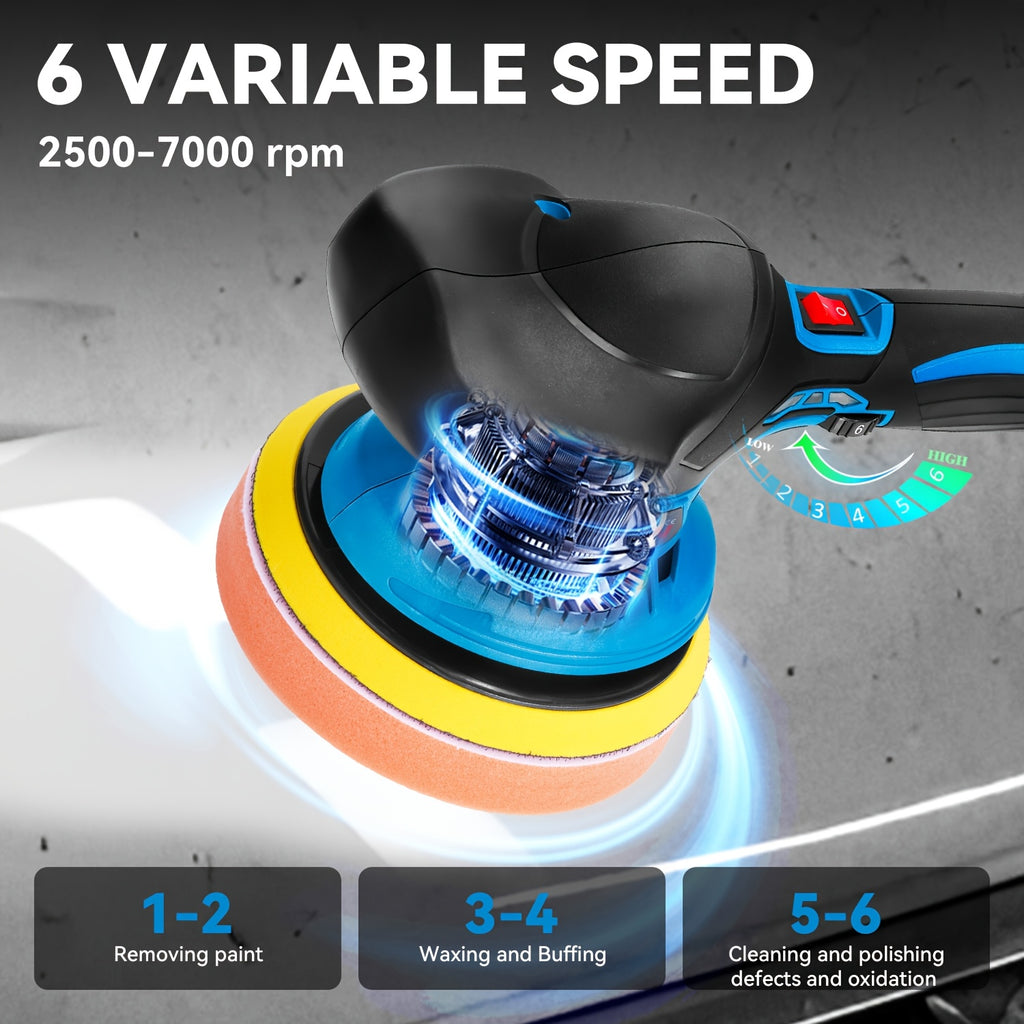 Cordless Electric Polisher, 6 Speeds, with Polishing And Waxing Functions, Suitable for Car Paint Polishing And Repair And Household Cleaning And Maintenance, Gift