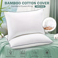 Bamboo Cotton Pillows, 2/4 Pack, Luxury 5-Star Hotel Quality Pillow, Deep Sleep, for All Seasons, Standard/ Queen/King Sizes, for Bedrooms, Guest Rooms, Relaxing Sleep, Ideal for Insomniacs, White, Using for Home And RV Bedrooms