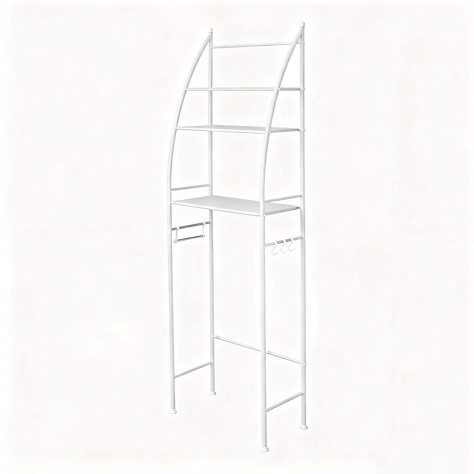 3-Tier Over Toilet Rack Bathroom Organizer Laundry Washing Machine Steel Storage Shelf Towel Accessories Hook Paper Roll Holder White Black, Shelves