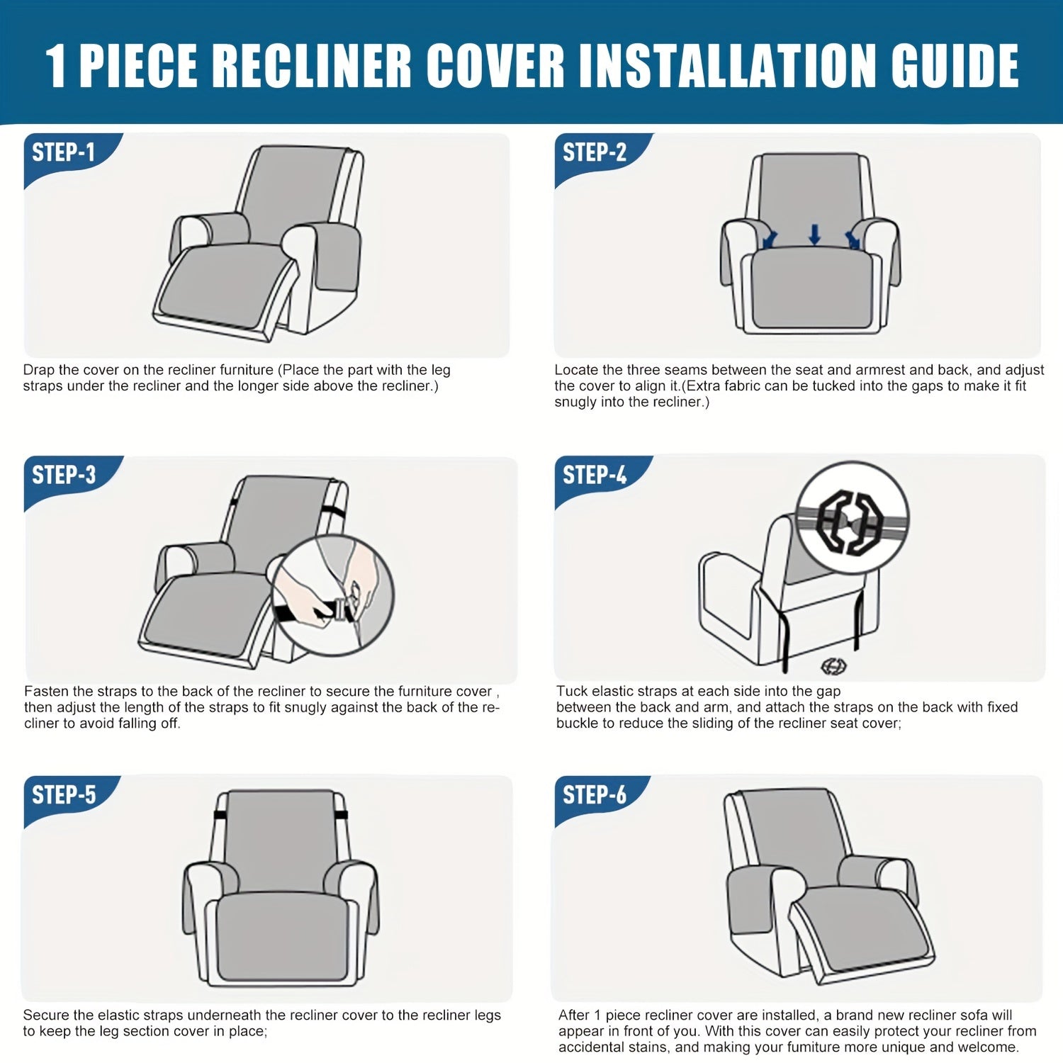 1/2/3seats 100% High Quality Recliner Chair Cover, Non Slip Recliner Covers for Recliner Chair with Pocket, Washable/Winter Insulation/Furniture Protector for Pets, Easy to Install & Easy Care for Dining Room.