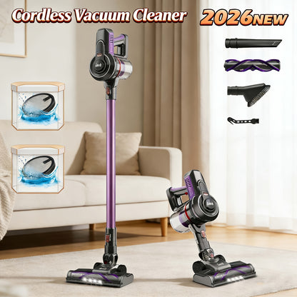 Corded/Cordless Stick Vacuum Cleaner Powerful Suction, Lightweight Upright Handheld Vacuum with Anti-Tangle Brush And LED Headlight for Pet Hair, Carpet, Hardwood Floor And Tile Cleaning, 2-In-1 Home Vacuum for Car, Living Room, Bedroom, Office