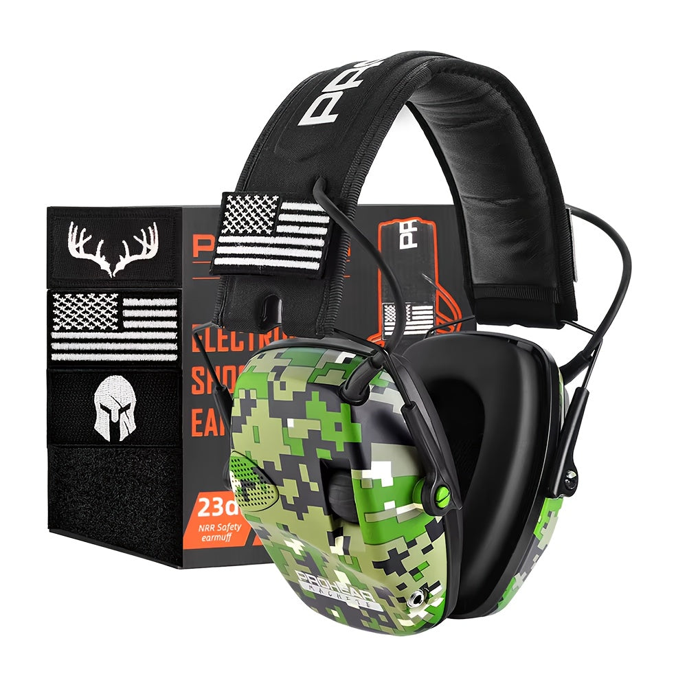 PROHEAR Electronic Noise-Canceling Headphones, Shooting, Mowing, Work, Outdoor Sports, Tactical Impact, Safety Protection, Foldable, 4X Sound Amplification, NRR23 Noise Reduction, Active Hunting Tactical Earmuffs, Gift