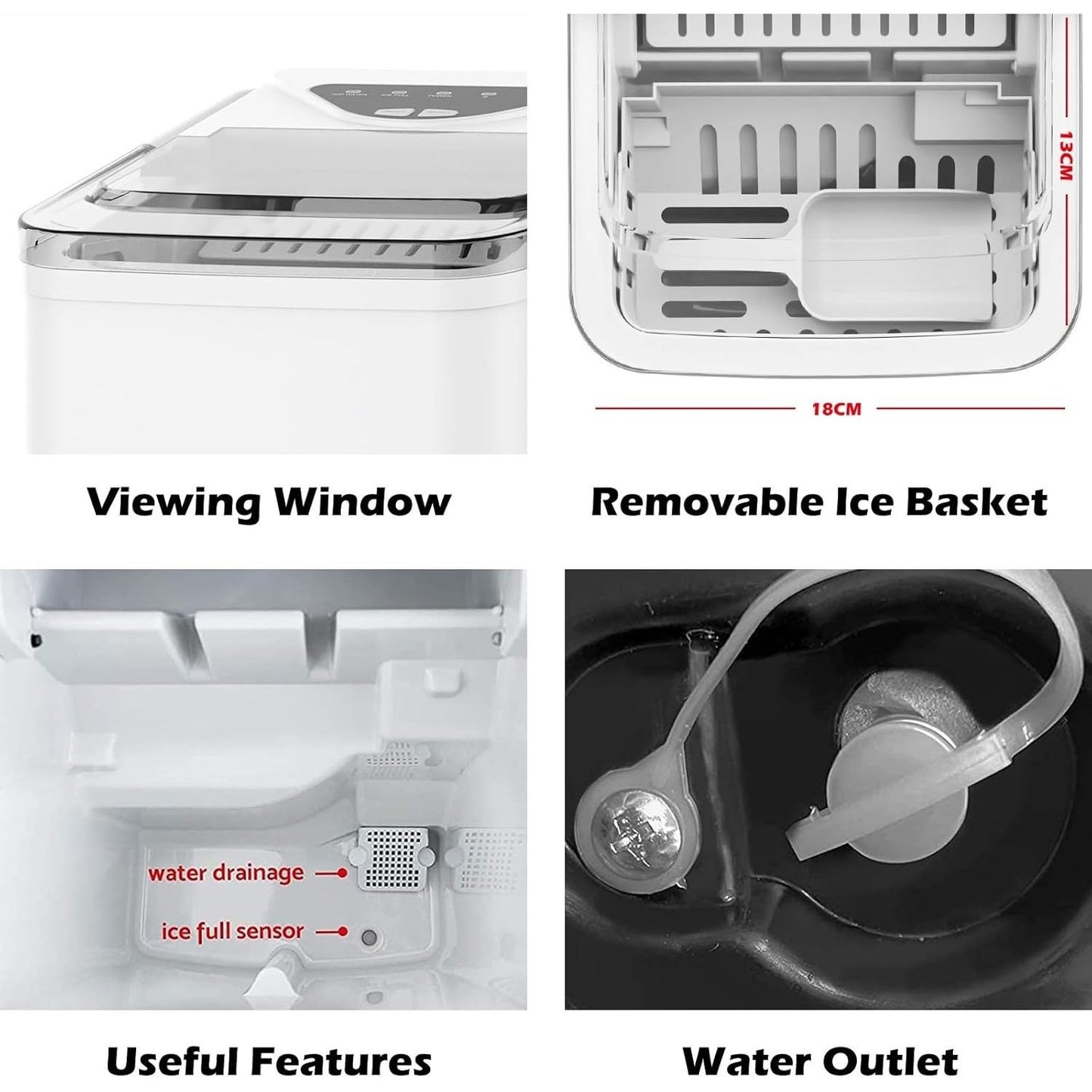 Advwin Countertop Ice Maker Machine, Portable Bullet Ice Maker with Self Cleaning, 7 Ice Cubes in 6-8 Mins, 2 Ice Sizes, Ice Machine for Home Kitchen Office Bar
