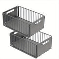 2pcs Pull Out Cabinet Organizer, Collapsible Pull Out Drawers for Cabinets Fixed with Adhesive Film, Slide Out Shelf Storage Basket for Kitchen Bathroom Home, Large