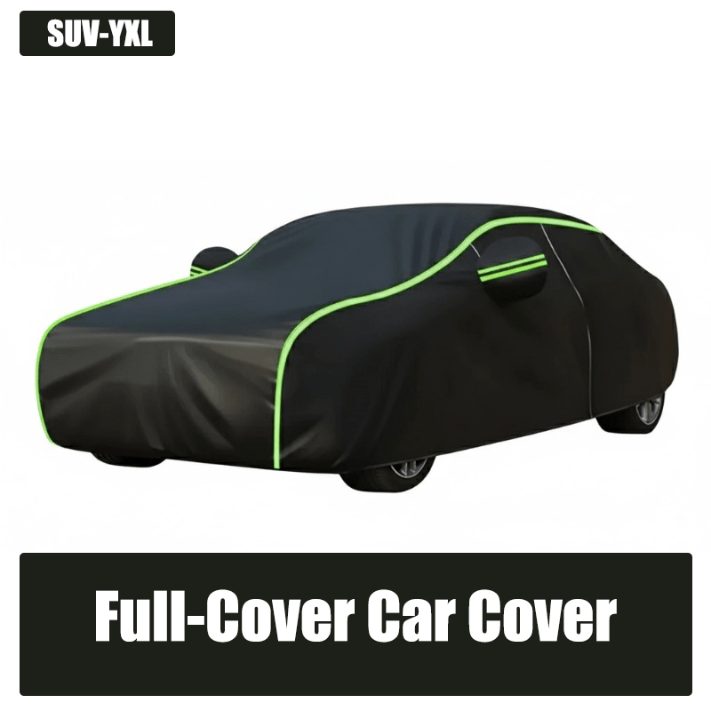 Professional car cover set available in four precise sizes SUV-YL SUV-YXL Sedan-L Sedan-XL, crafted from high-strength 100% polyethylene tarpaulin material offering exceptional sturdiness and durability, complete waterproof protection layer effectively pr