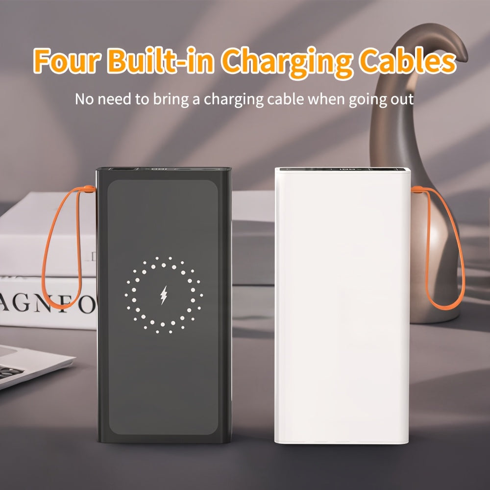 High-Capacity 50000Mah Magnetic Power Bank That Can Charge Several Devices at Once, Featuring a Charging Cable, LED Display, Light, Hand Strap, And Magnetic Attraction, with 22.5W Fast Charging Capability