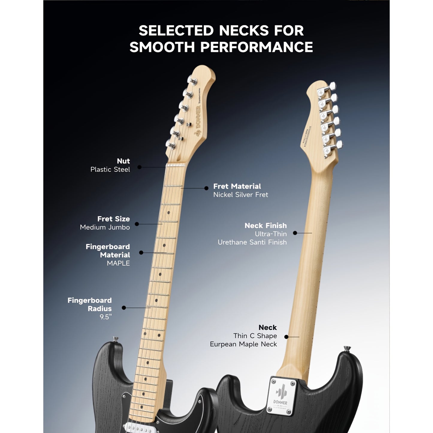 Donner 99.06 cm Full Size Electric Guitar Kit Solid Body, for Beginner, with Amplifier, Bag, Capo, Strap, String, Tuner, Picks DST-80
