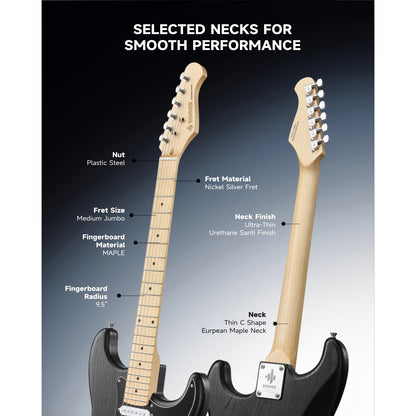 Donner 99.06 cm Full Size Electric Guitar Kit Solid Body, for Beginner, with Amplifier, Bag, Capo, Strap, String, Tuner, Picks DST-80