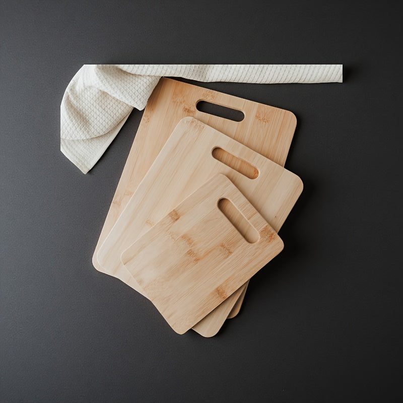 Bamboo 3pcs Cutting Board Set, Reversible Wooden Cutting Board Set Serving Tray with Handles, Thick Chopping Board for Meat Fruit Veggies Cheese, 3 Assorted Sizes Of Bamboo Wood Cutting Boards for Kitchen, 3pcs Set Wooden High Quality