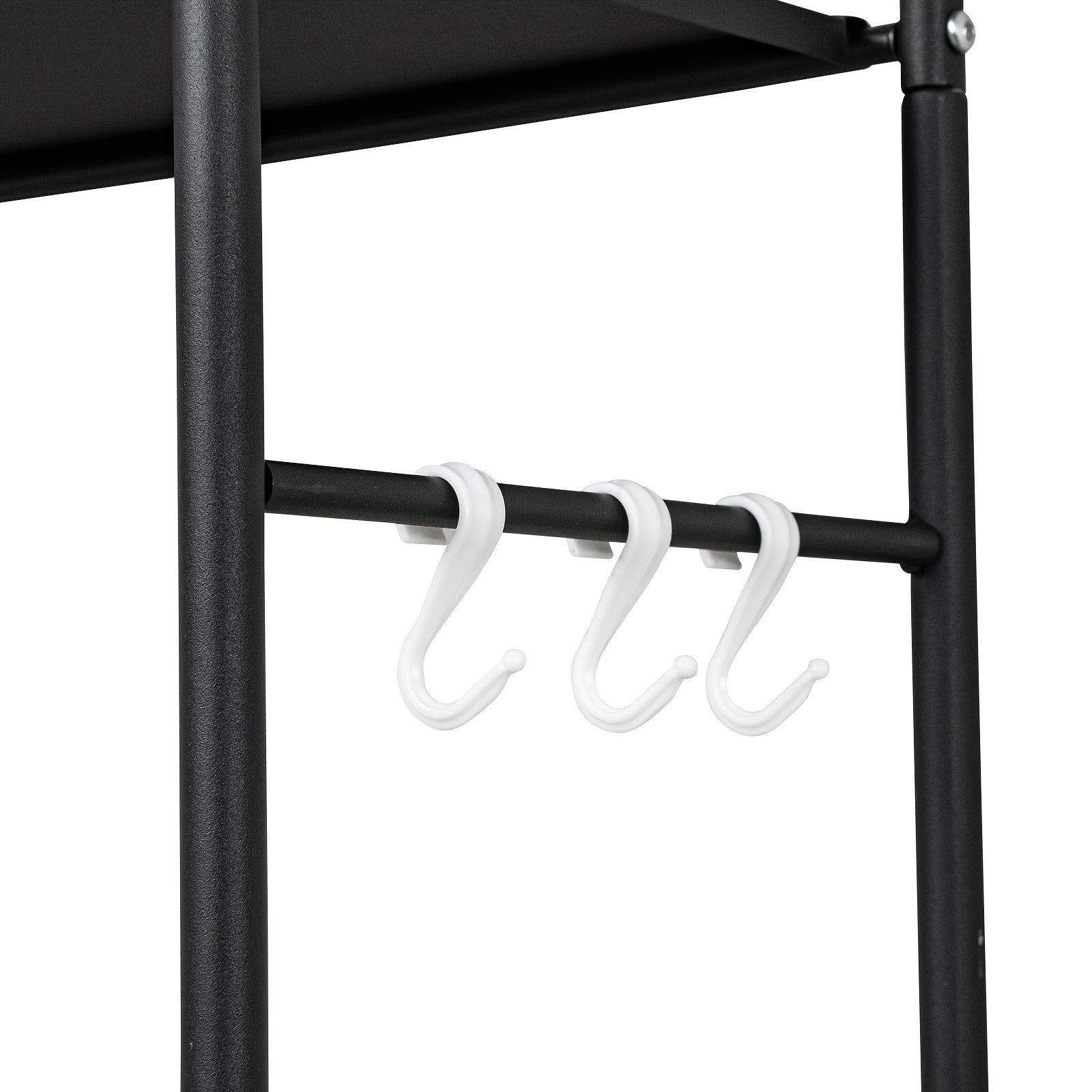 3-Tier Over Toilet Rack Bathroom Organizer Laundry Washing Machine Steel Storage Shelf Towel Accessories Hook Paper Roll Holder White Black, Shelves