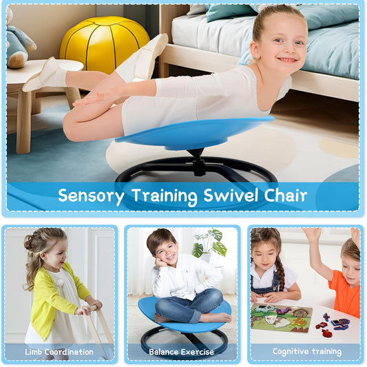 Swivel Sensory Chair Compatible for ADHD/Special Needs - Interactive Sensory Play Chair with Safety Handle, Anti-Slip Base & Oval Eggshell Design - Balance & Coordination Improvement (Assembly Required)