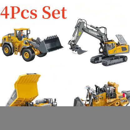 2/3/4pcs Construction Vehicle Set, 2.4G High-Tech 11-Channel RC Excavator, Dump Truck, Bulldozer, Alloy & Plastic Engineering Toy Construction Vehicle Set
